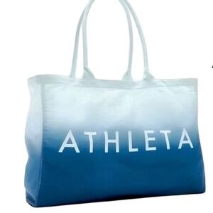 Athleta 100% Cotton   Gym Beach Carry On Bag Tote   Ocean Ombré Blue